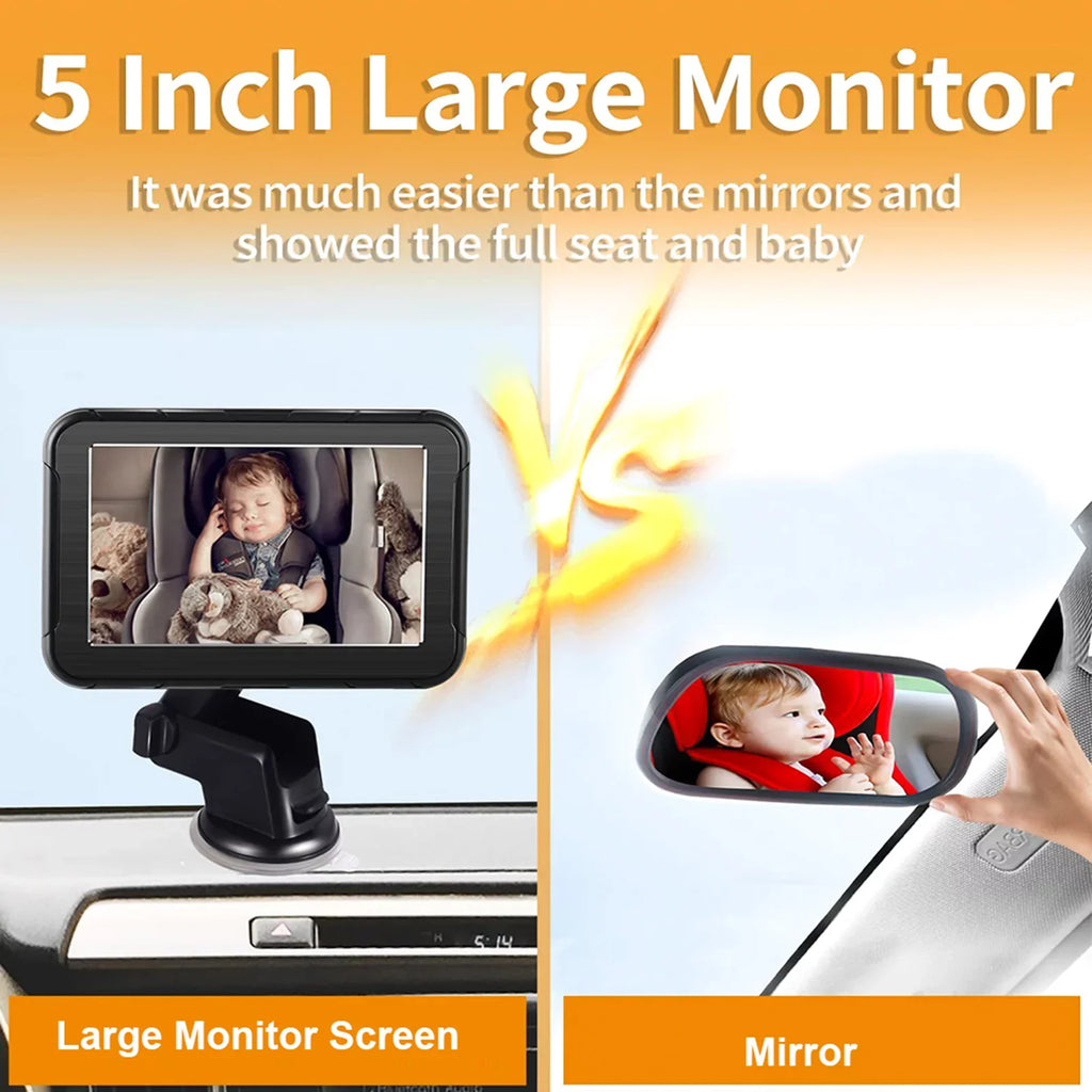 moobody Baby Car Monitor 1080P High Definition Monitor Camera for Baby Rear Facing Seat 5 Inch Car Seat Mirror Display 150° Wide View Night Vision Baby Car Mirror Camera Easy Installation