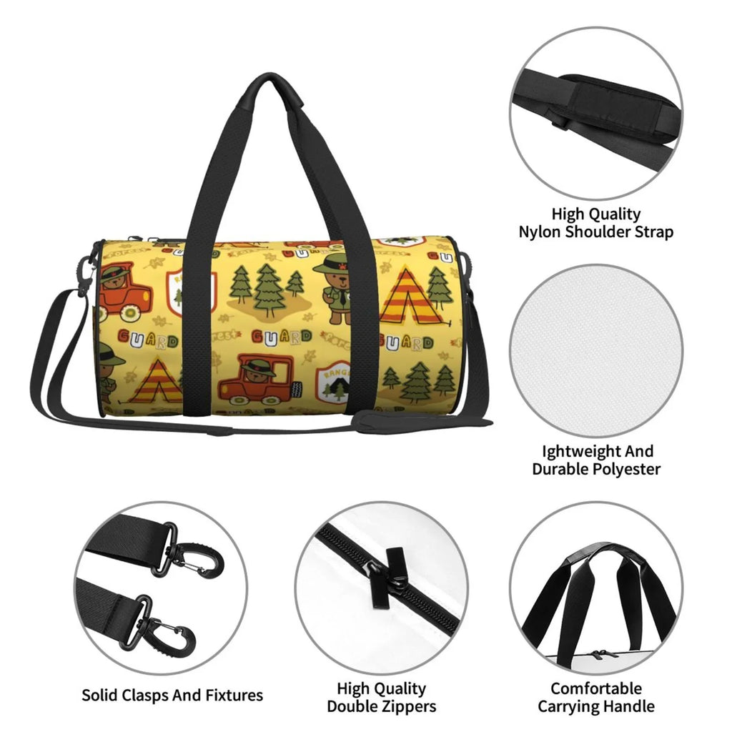 Coaee Forest Guard Large Capacity Travel Luggage Bag Cylinder Gym Bag Waterproof Sports Bag with Pocket and Compartment