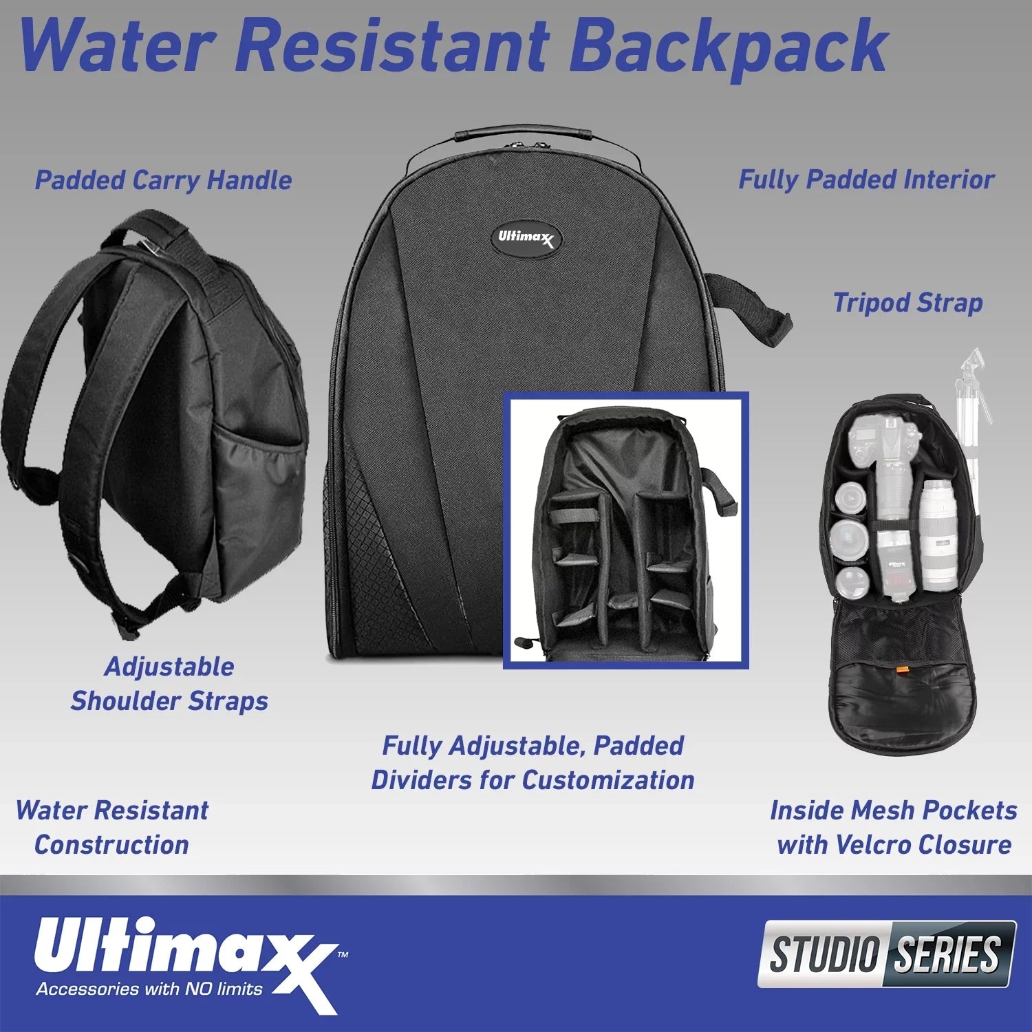 Ultimaxx Essential Sony WH-1000XM5 Noise-Canceling Wireless Over-Ear Headphones Bundle (Black) - Includes: Durable Gadget Backpack & More (7pc Bundle)