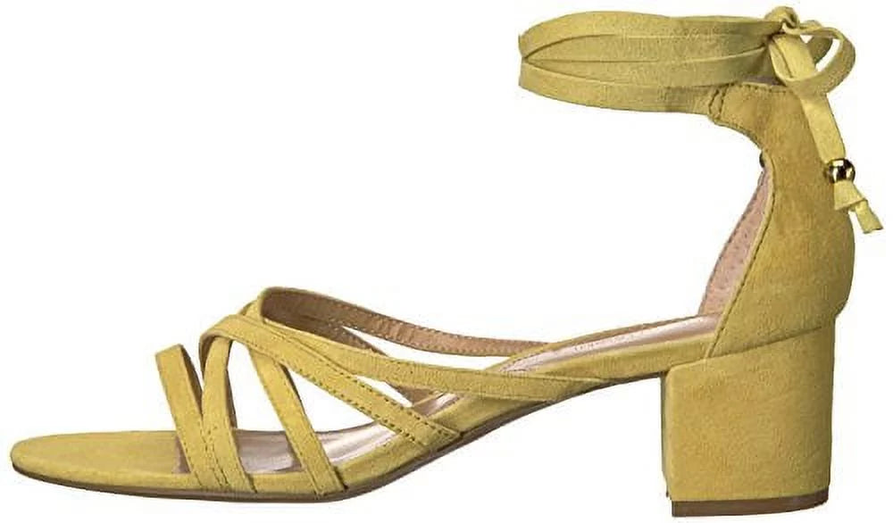 ADRIENNE VITTADINI Footwear Women's Alesia Heeled Sandal, Yellow, 7.5 M US