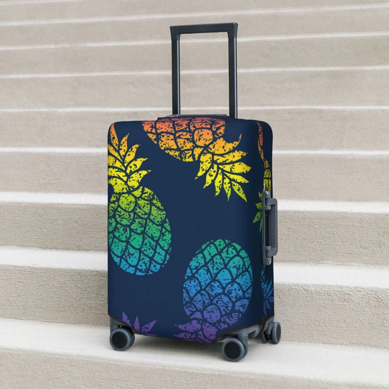 Ocsxa Travel Dust-Proof Suitcase Protection Abstract Bright Pineapple Fruit Retro Print Luggage Wrap Protector For 18-32inch
