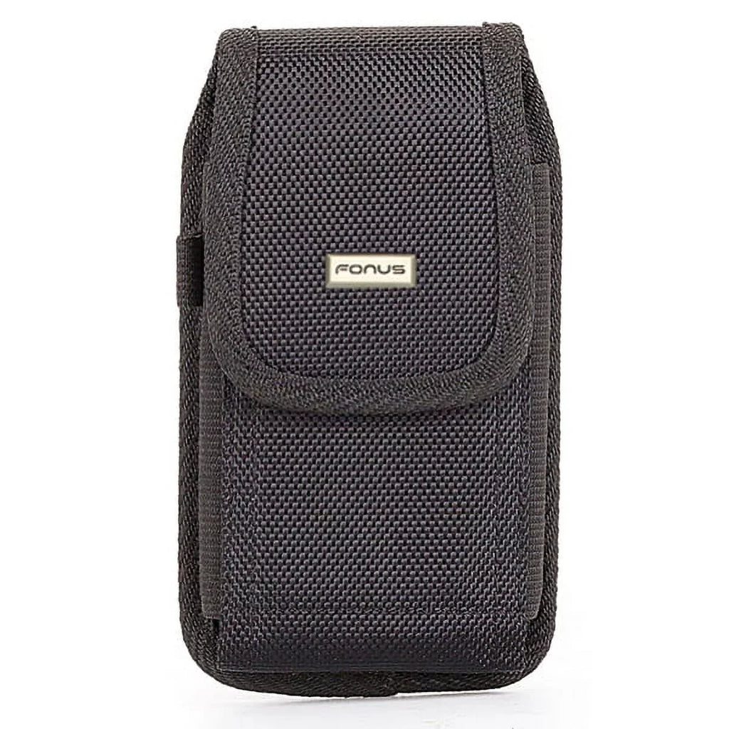 Rugged Canvas Case Vertical Belt Holster w Black 6ft Long Type-C USB Cable w Turbo Charging Sync Wire Fast Charger Y1Y for Acer Liquid Jade Primo - Alcatel 7, Idol 4S - ASUS ROG Phone
