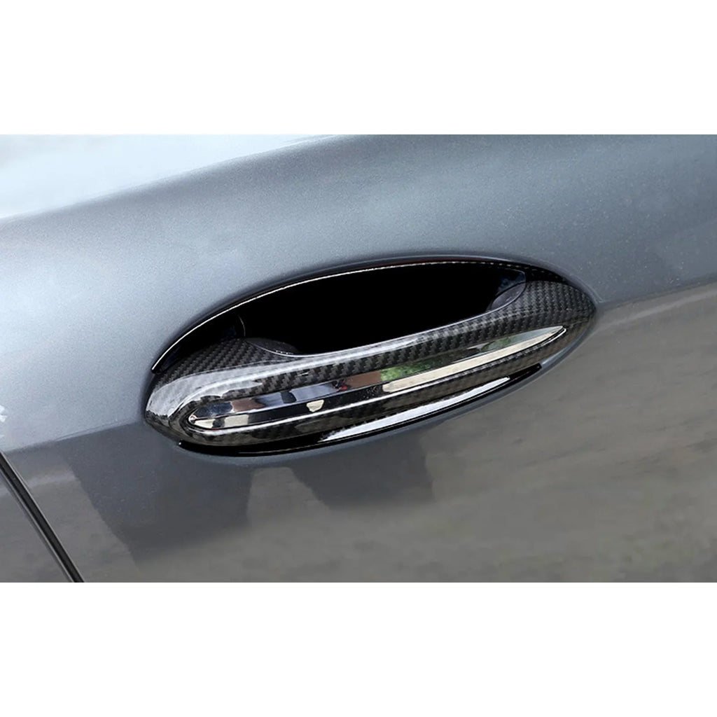 Xotic Tech 1 Set (4 pieces) Exterior Door Handle Surround Wrap trims, Carbon Fiber Style, Matching with BMW 5 Series G30 2018-up