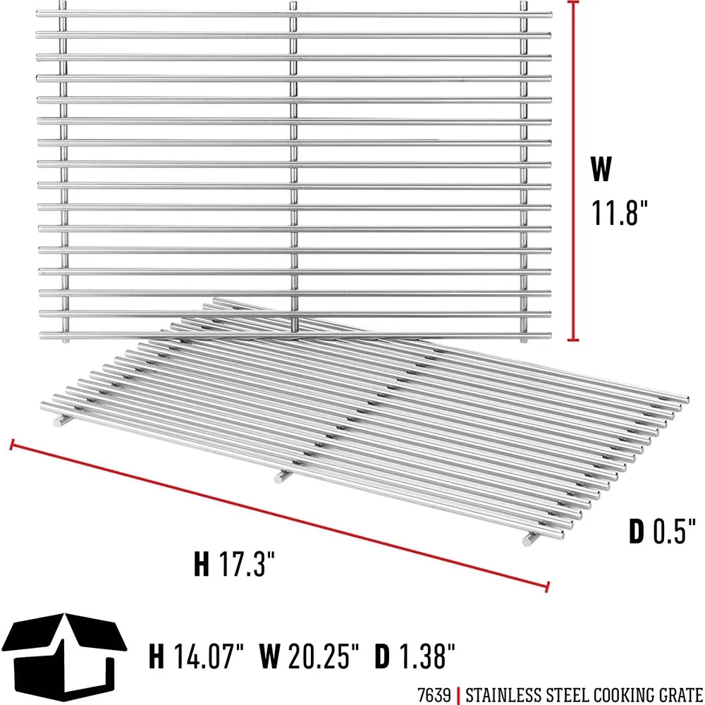 Weber Stainless Steel Cooking Grate (0.5"H x 11.8"W x 17.3"D) for Spirit 300/700, Genesis 1000-3500/Silver/Gold/PlatB/C, 2-Pack - (Open Box)