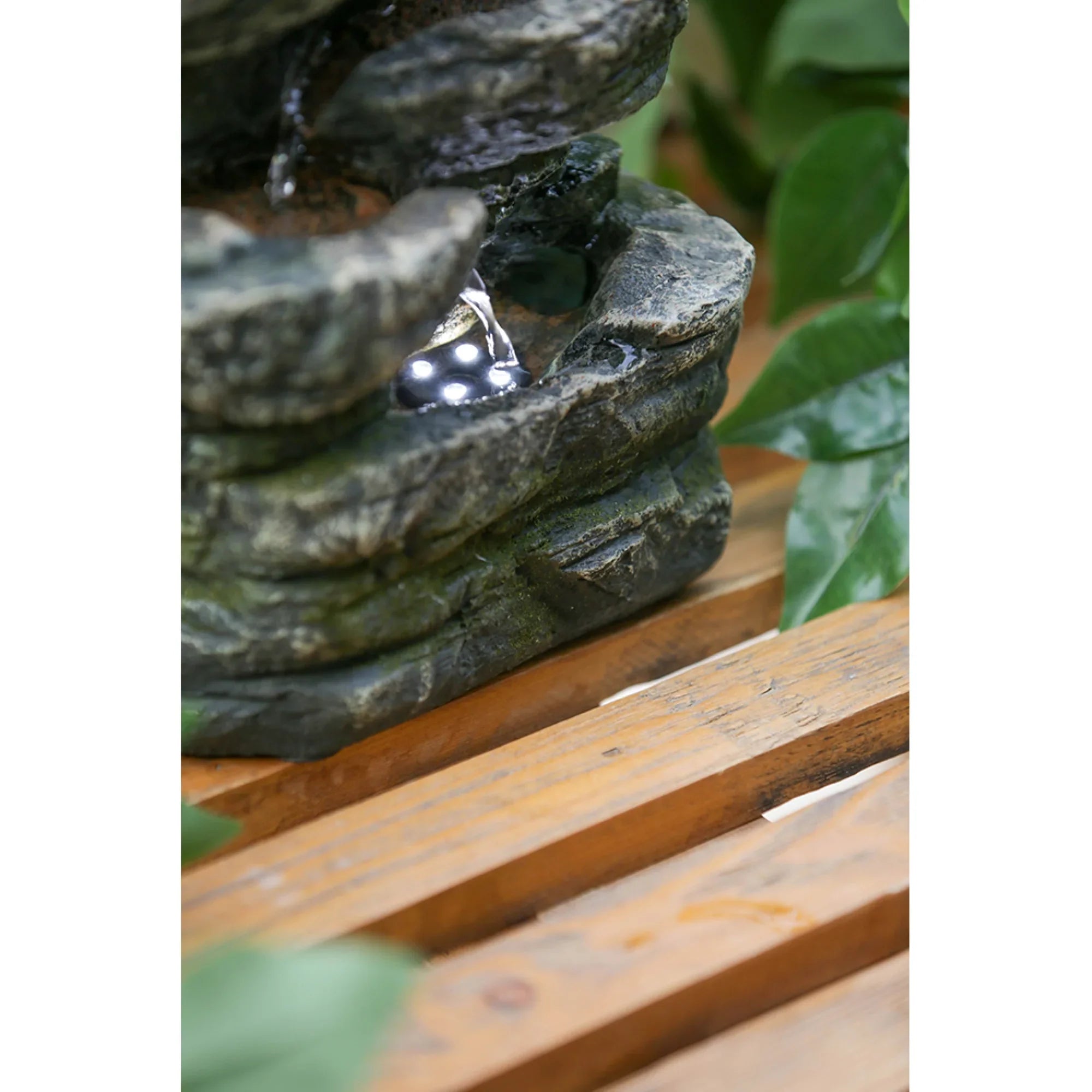 CC Home Furnishings Cascading Stone Tabletop Outdoor Fountain with Light - 13.75" - Brown