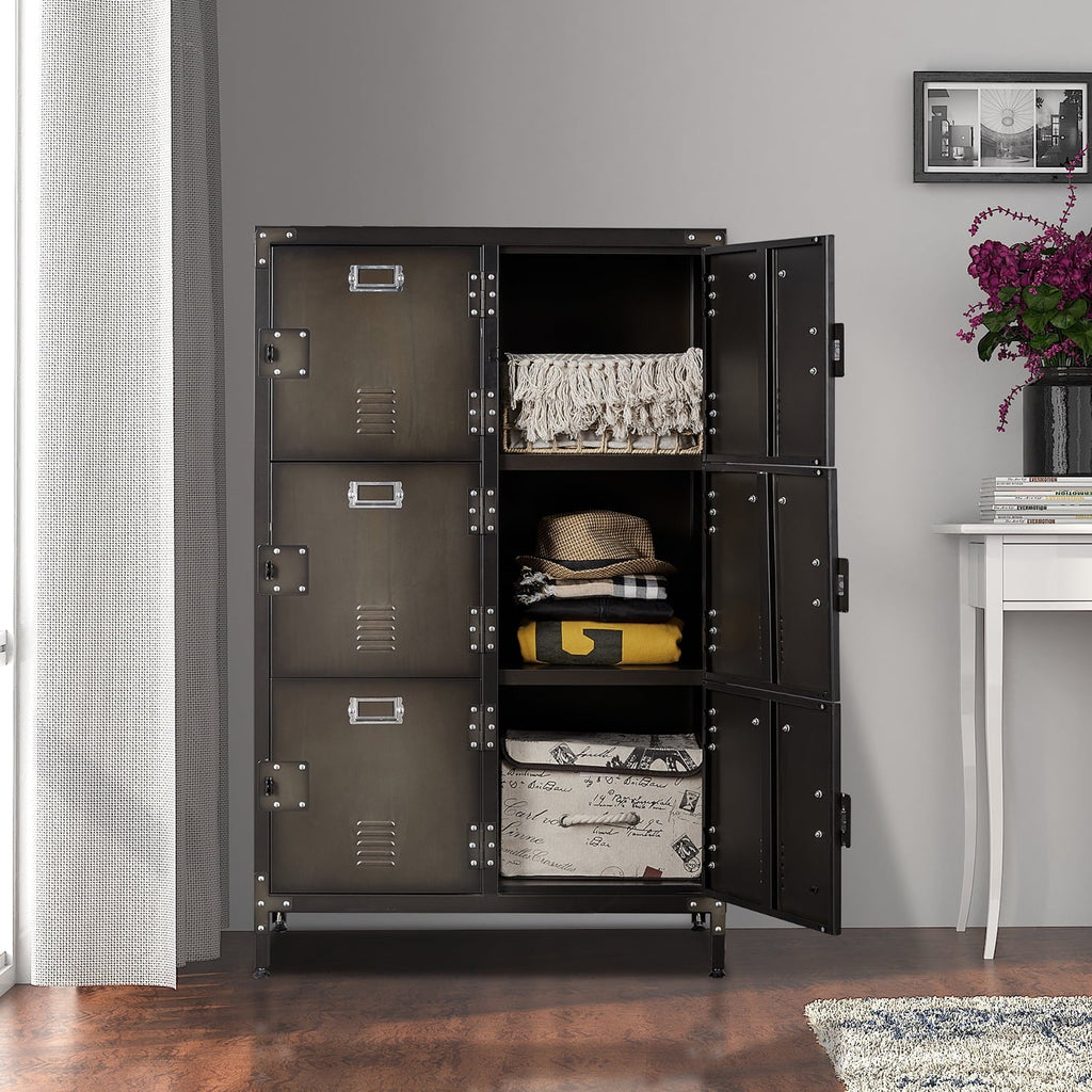 STANI Metal Locker 47.3" Steel Storage Cabinet with 2 Shelf ,Office School Gym Bedroom Metal Storage Locker Cabinets for Employees Students Steel Locker