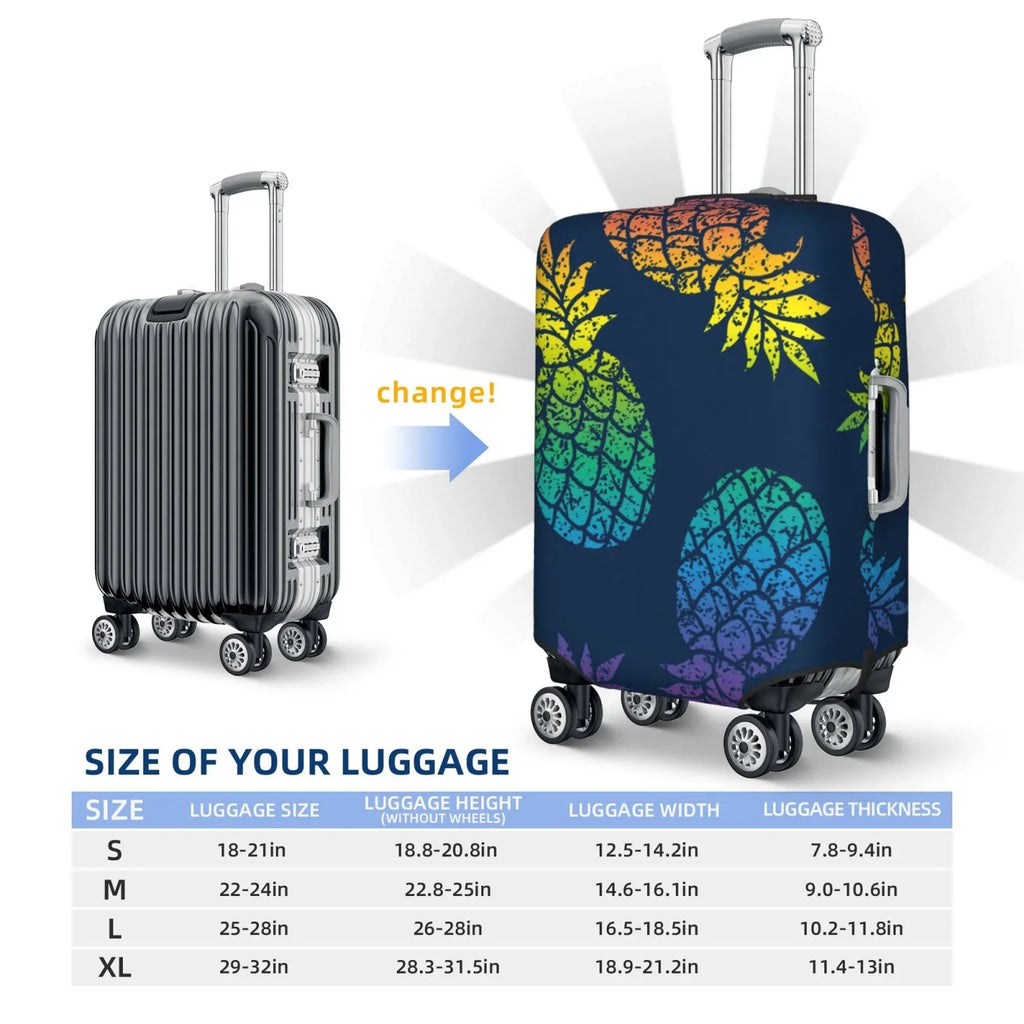 Ocsxa Travel Dust-Proof Suitcase Protection Abstract Bright Pineapple Fruit Retro Print Luggage Wrap Protector For 18-32inch