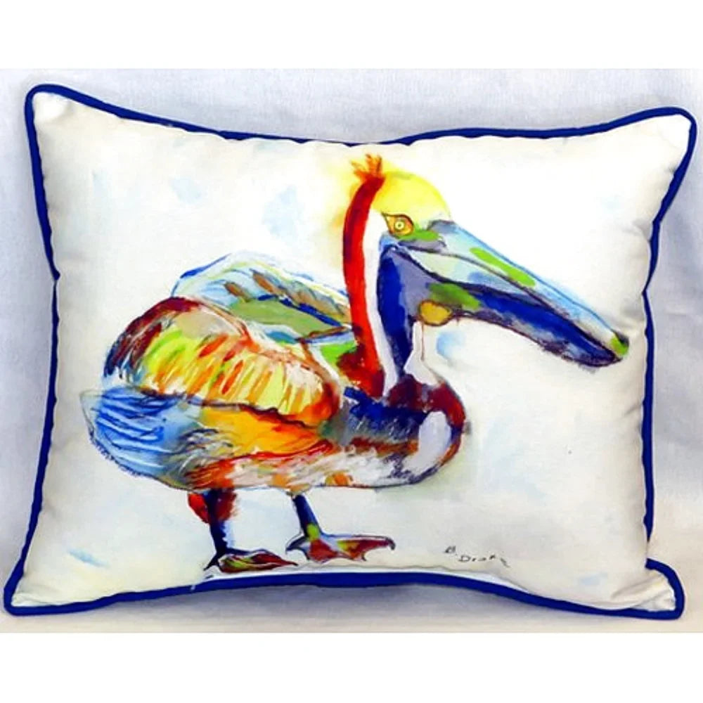 Betsy Drake ZP983A Heathcliff Pelican Indoor & Outdoor Throw Pillow- 20 x 24 in.