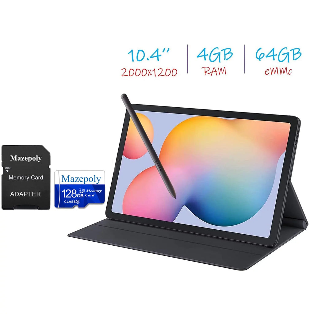 Samsung Galaxy Tab S6 Lite 10.4'' WiFi Tablet Bundle, 4GB RAM, 64GB Storage, Bluetooth, Android 10, S Pen, Tablet Coating with Mazepoly Accessories