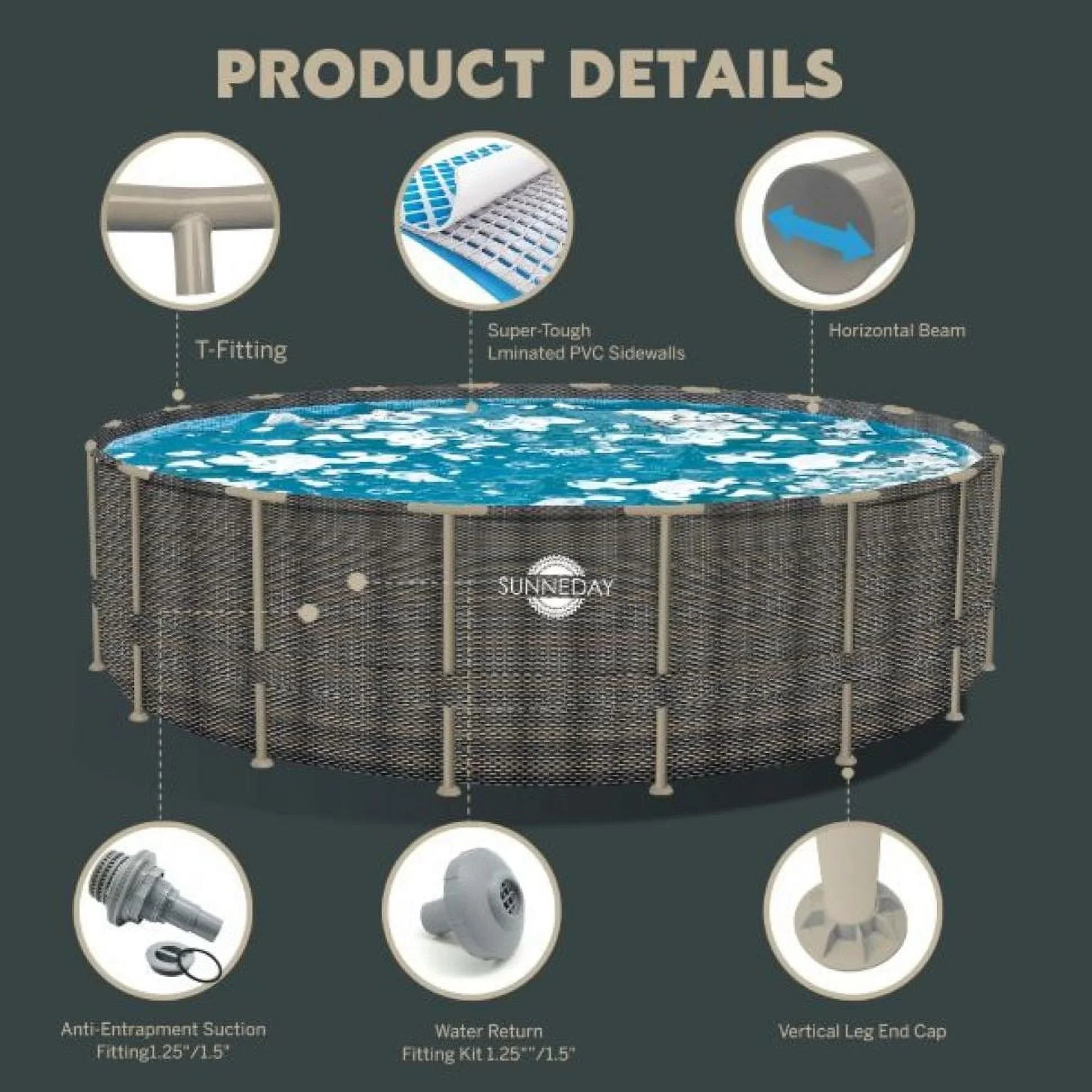 Sunneday Oasis Rattan Soft-sided 18 ft. Round x 52 in.
