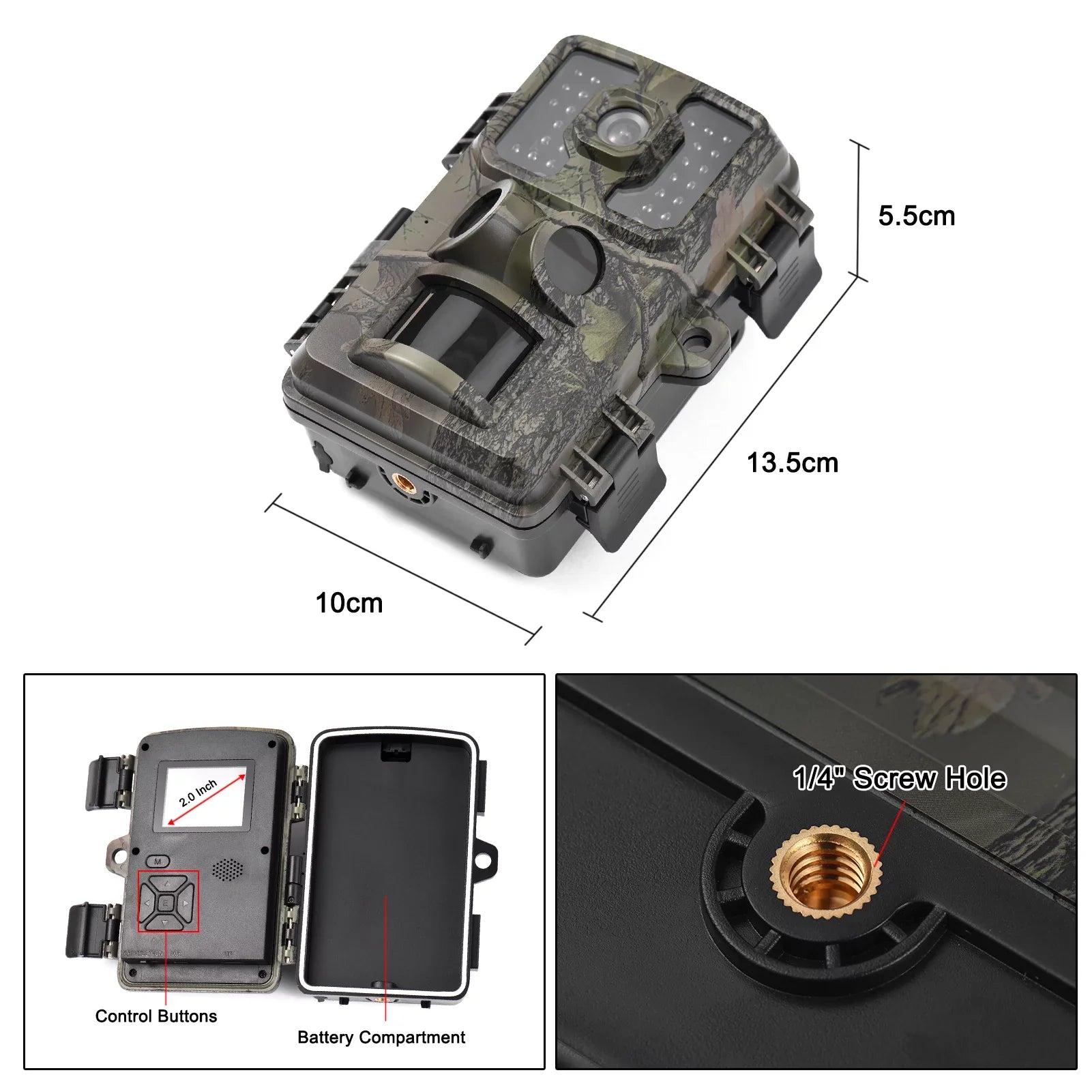 Carevas 4K Trail 16MP Wildlife Tracking with 2.0 Inch TFT Color Screen PIR Sensors 0.5s Trigger Time Supports Infrared Motion Activated IP66 Waterproof
