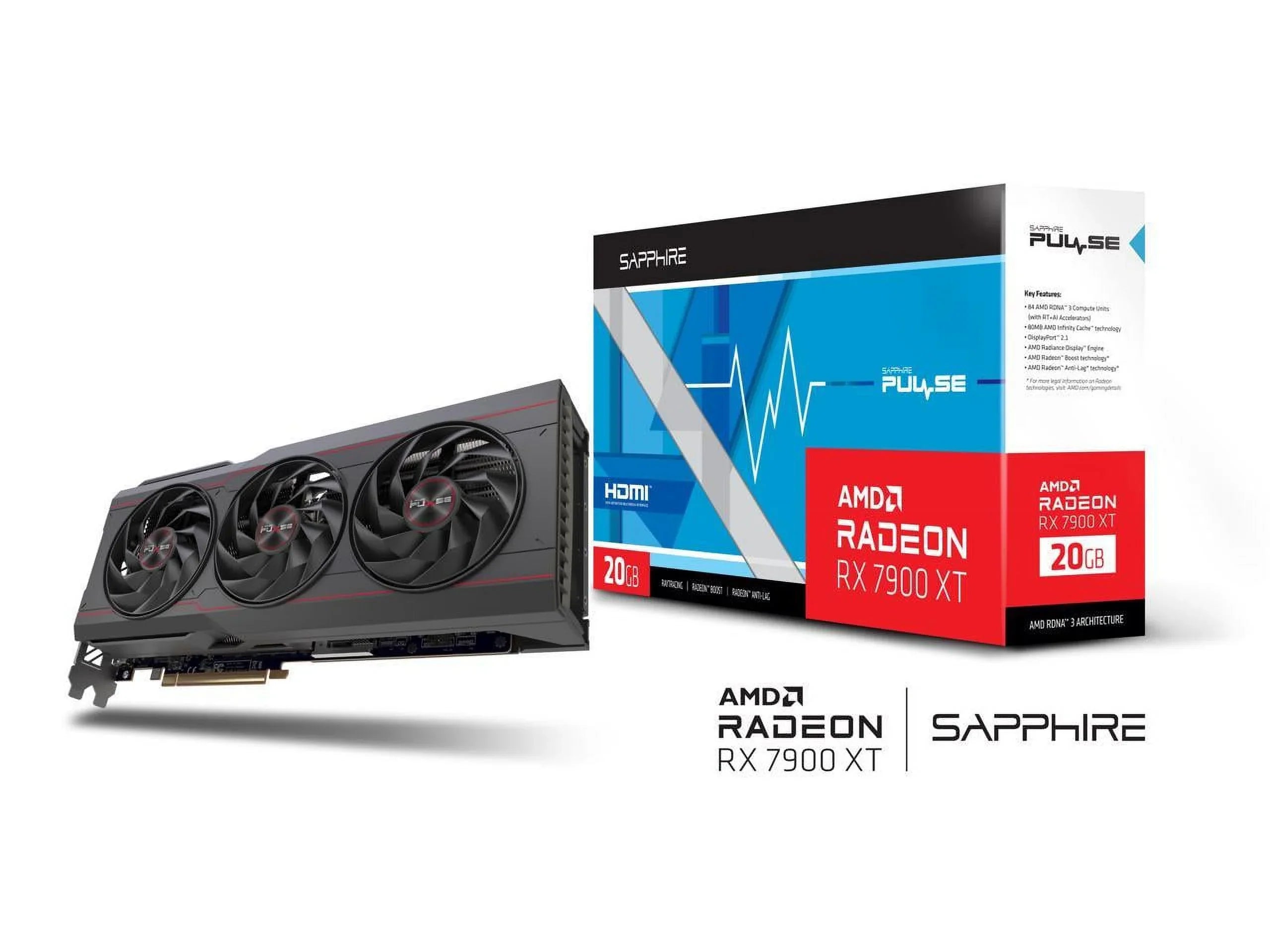 SAPPHIRE PULSE Radeon RX 7900 XT 20GB GDDR6 PCI Express 4.0 x16 ATX Video Card 11323-02-20G