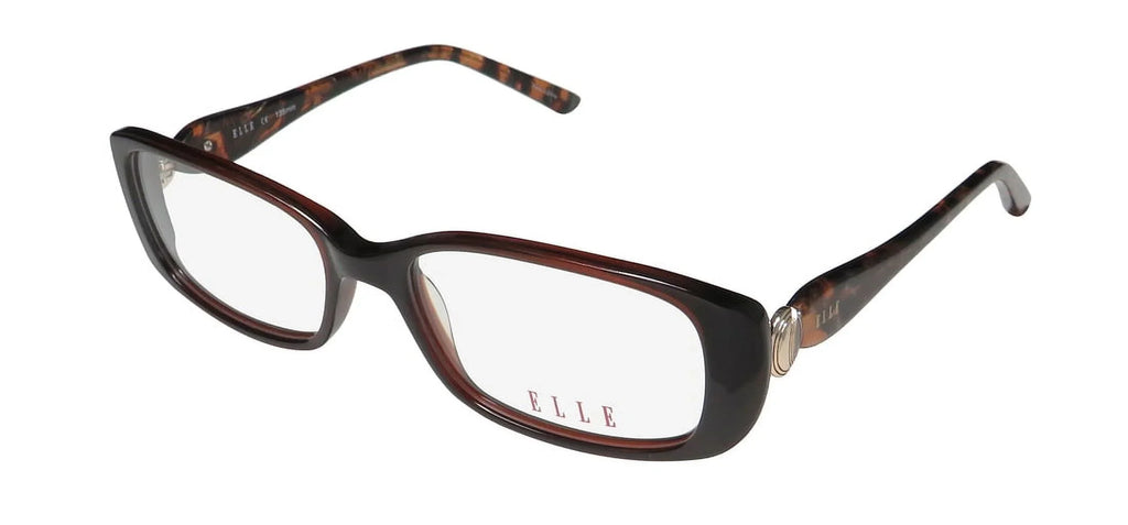 NEW ELLE 13428 WOMENS/LADIES RECTANGULAR FULL-RIM BROWN PREMIUM ACETATE PLASTIC Long-lasting DESIGNER FRAME DEMO LENSES 52-16-135 EYEGLASSES/EYE GLASSES
