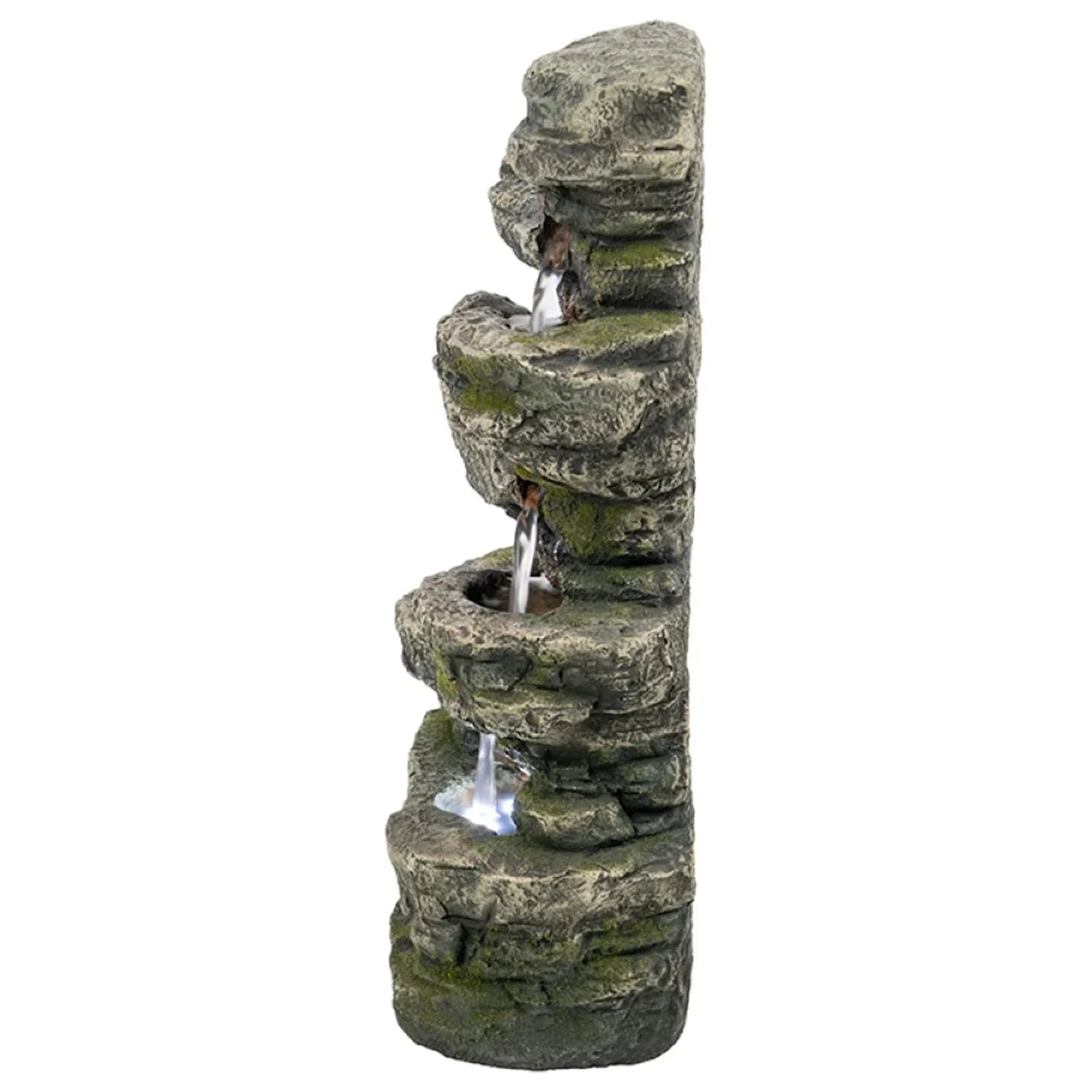 CC Home Furnishings Cascading Stone Tabletop Outdoor Fountain with Light - 13.75" - Brown