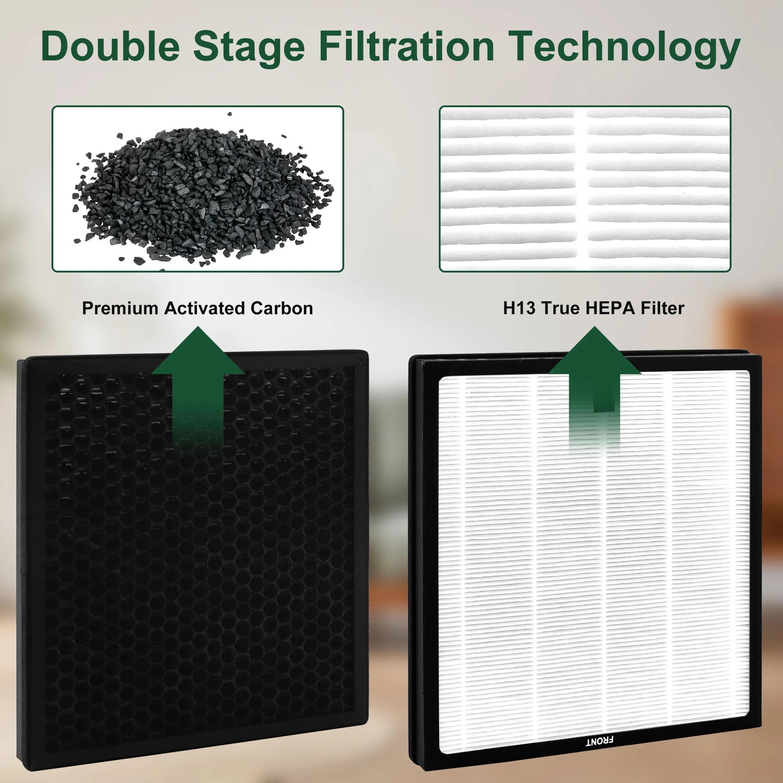 AMI PARTS HY4866 Replacement Filter of Air Purifier for H13 Ture HEPA Filter Air Purifier, 4 Packs