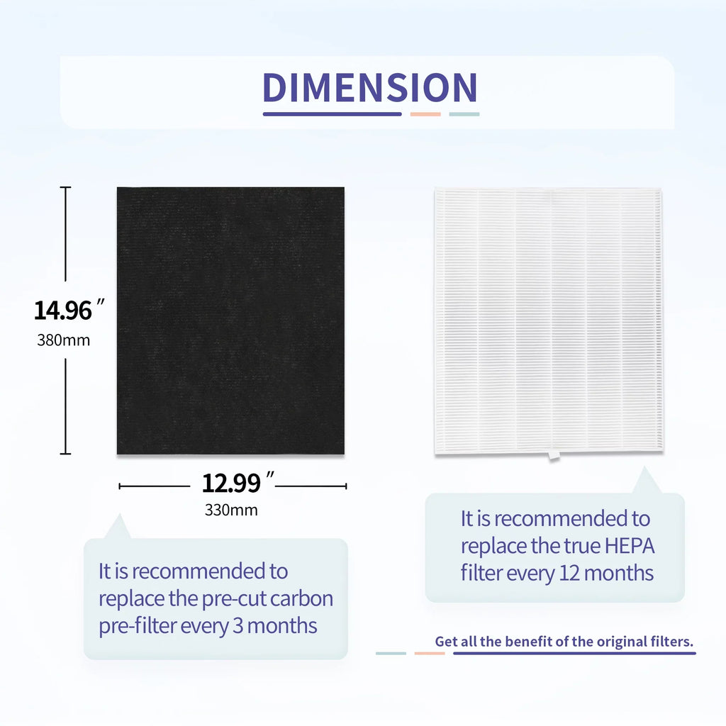 DAJDAH AP-1512HH Fitting with Coway Airmega 200M and Coway Air Purifier AP-1512HH AP-1519P AP-1518R, Part#3304899, Compare to AP-1512HH-FP | 2 HEPA Filter + 8 Pre-Cut Carbon Filter