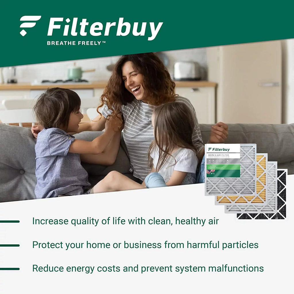 Filterbuy 16x25x4 MERV 11 Pleated HVAC AC Furnace Air Filters (6-Pack)