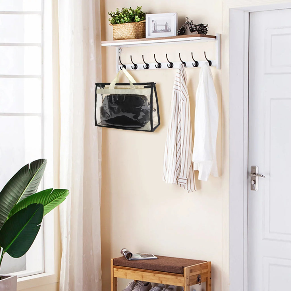 3 Pcs Dust Bags for Handbags, Clear Handbag Storage, Purse Storage Organizer for Closet, Purse Protection Hanging Closet Organizer with Zipper and Handles