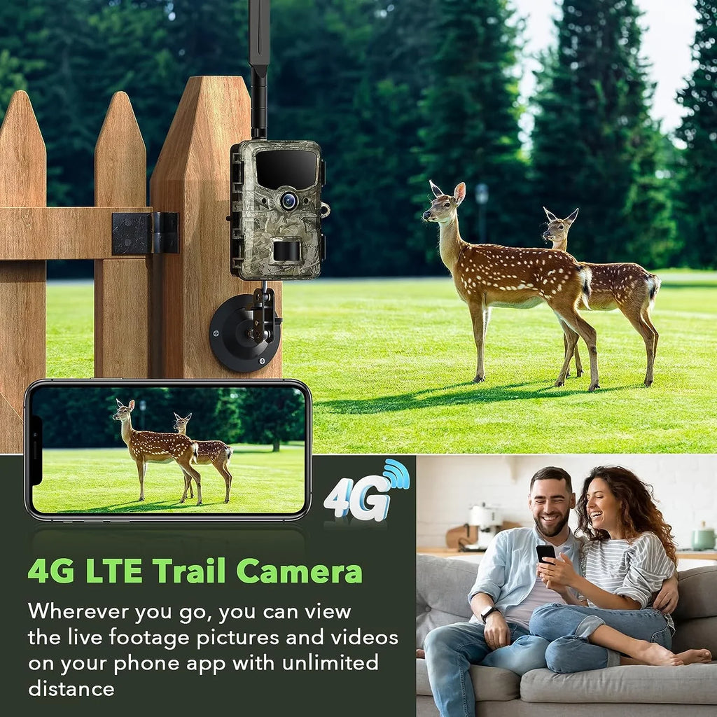 CAMPARK 4G LTE Cellular Trail Camera Sends Picture Video to Cell Phone - 24MP 1080P Game Hunting Camera with Night Vision Motion Activated Waterproof for Wildlife Monitoring Trail Cam with SD Card