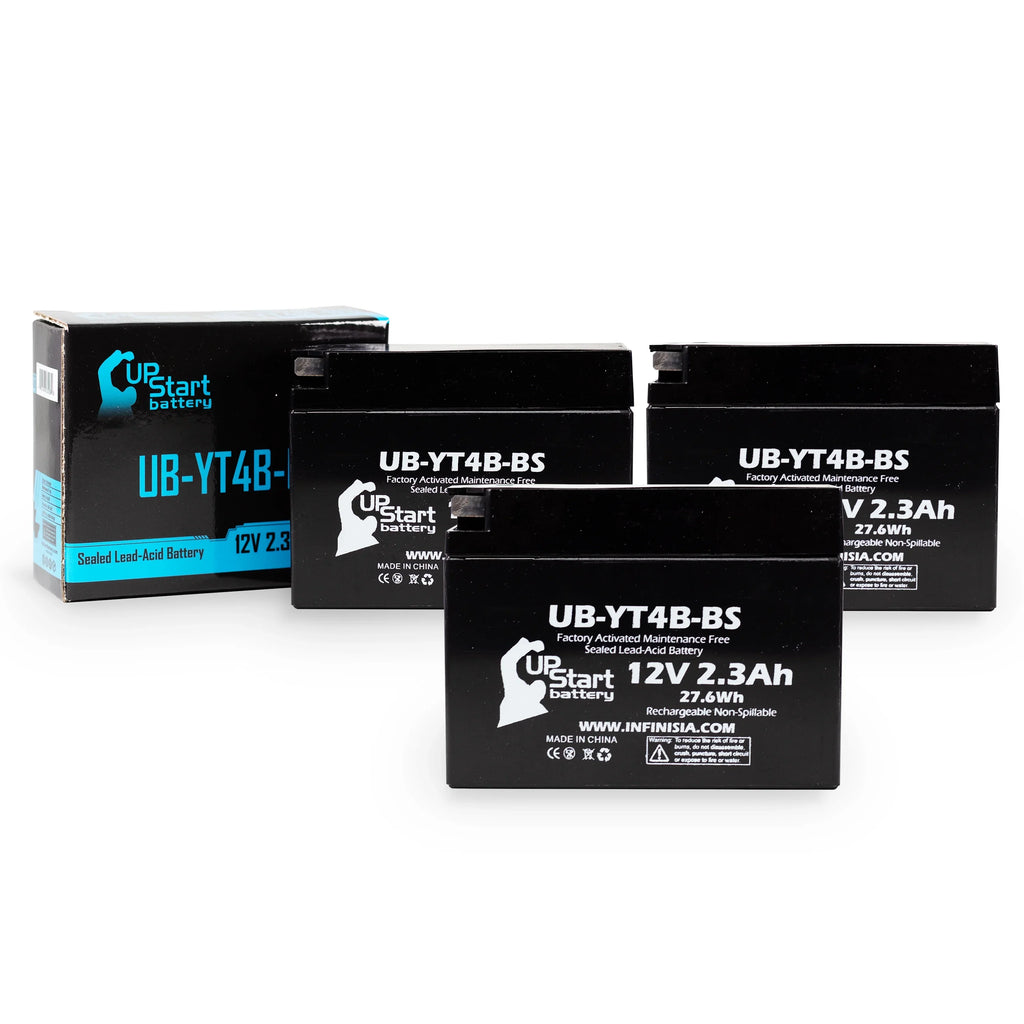 3 Pack - YT4B-BS Battery Replacement for (2.3Ah, 12v, Sealed) Factory Activated, Maintenance Free Battery - Matching with 2015 Yamaha SR400, 2008 Suzuki DR-Z70, 2009 Suzuki DR-Z70