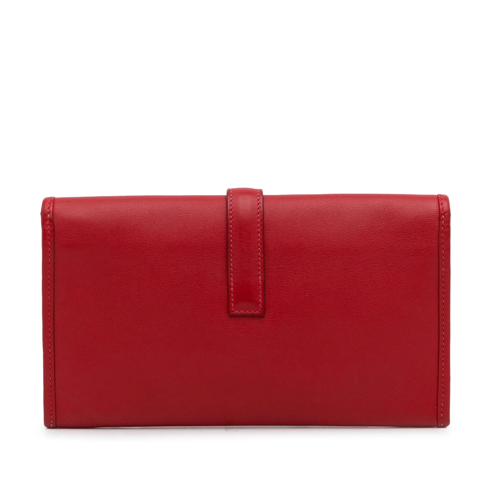 Pre-Owned Authenticated Hermès Swift Jige Duo Wallet Calf Leather Red Long Wallets Unisex (Good)