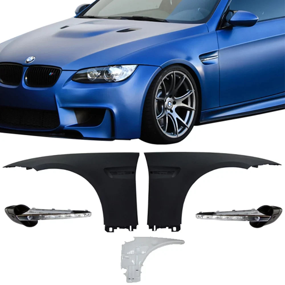 Ikon Motorsports Suitable with 07-13 E92 2Dr Complete M3 Front Fender Conversion Side Vent With LED Signal
