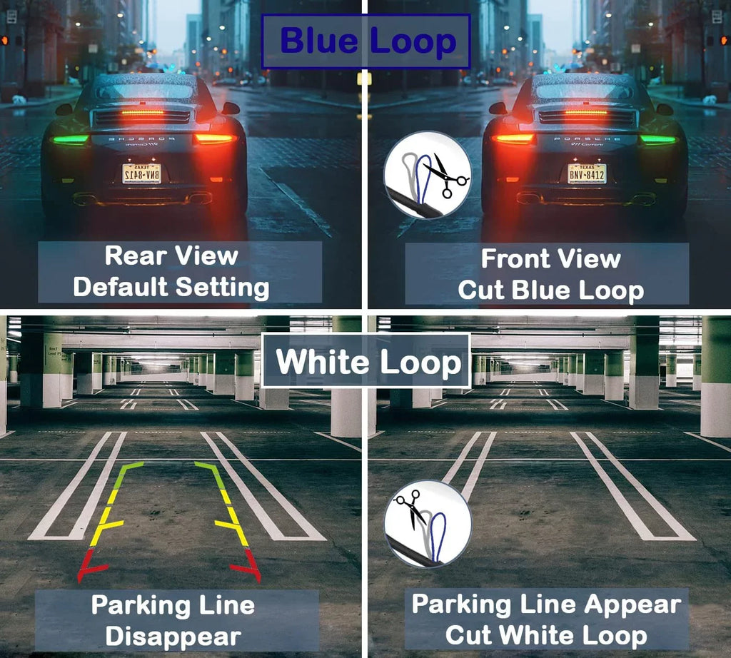 CAM123 Backup Camera Frame License Plate HD Night Vision Rear View 170° Angle Waterproof Fitting with Jensen Car Radio CAR110W CAR710 CAR710X CAR8000 CAR910W CAR910X CDR7011 CM901MIR CMR2720