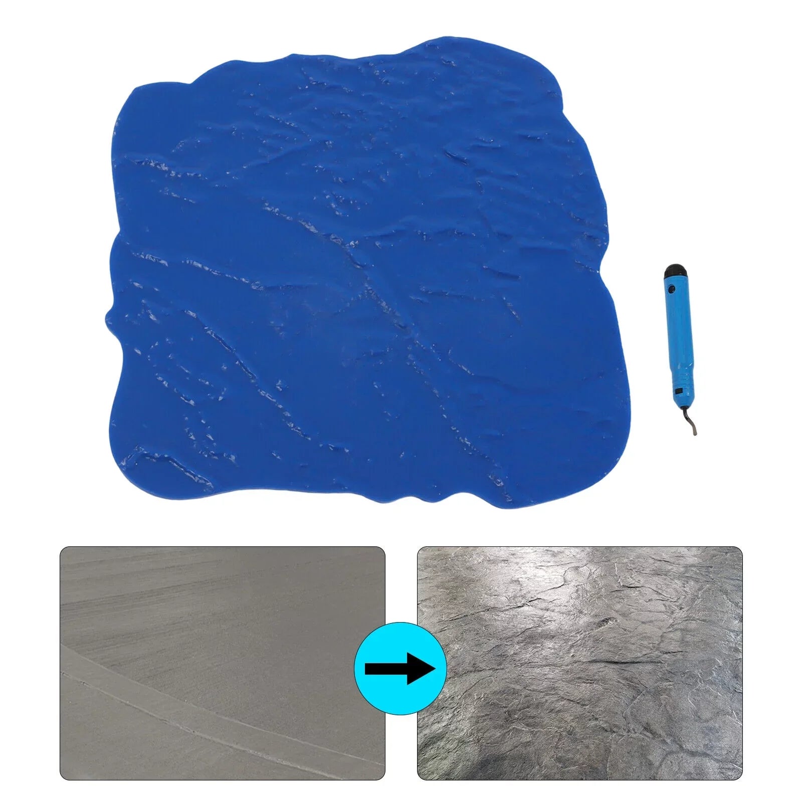 Miumaeov Concrete Floor Stamp Mold Concrete Seamless Stamp Mat Cement Texture Stone Slate 12*12 Inch