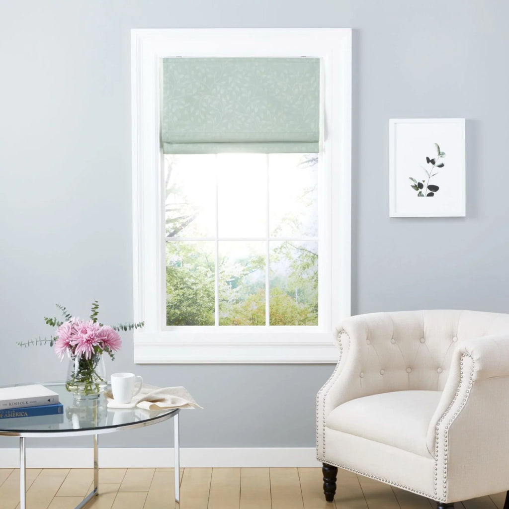 Exclusive Home Bolan Botanical Total Blackout Roman Shade, 31"x 64", Sage