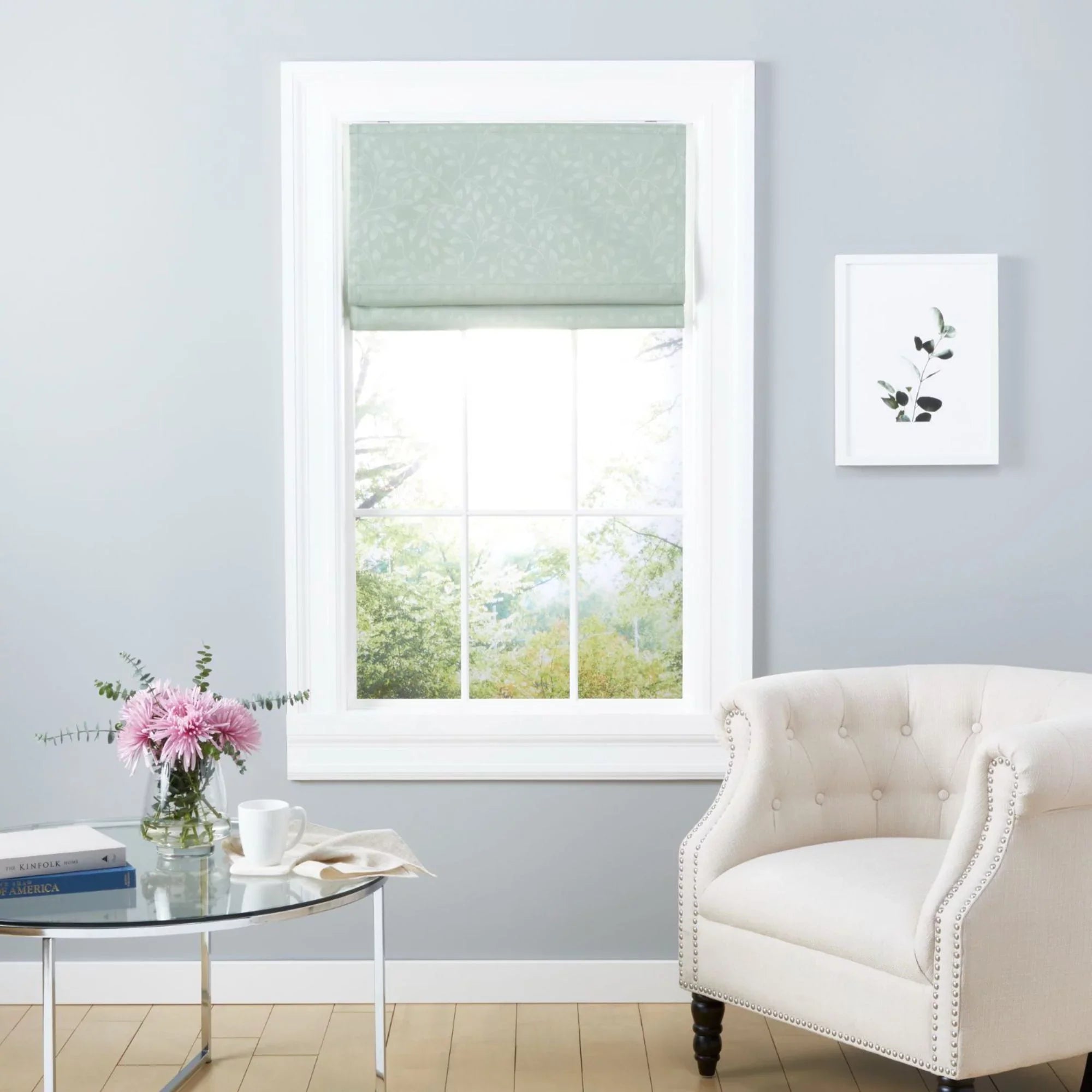 Exclusive Home Bolan Botanical Total Blackout Roman Shade, 31"x 64", Sage