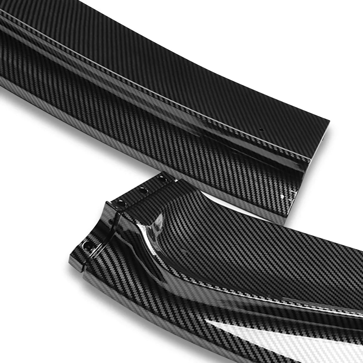 DNA Motoring 2-PU-685-PCF For 2018 to 2020 Honda Fit Carbon Fiber Look 3Pcs Front Bumper Lips Guard Body Kit w/Vertical Stabilizers 19 20