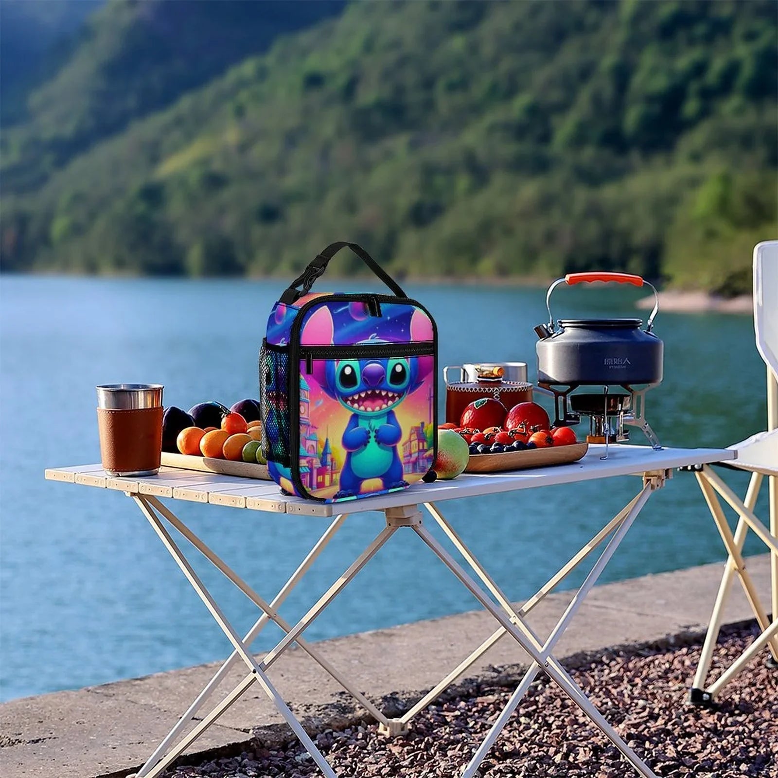 Lilo Art Stitch Portable Lunch Bag Tote Bento Bag School Office Insulated Cooler Thermal Handbag For Adult Boys Girls Kids