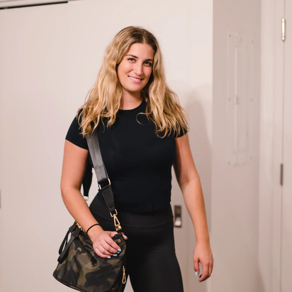 Saddle bag purse medium size with top handle & crossbody strap Black