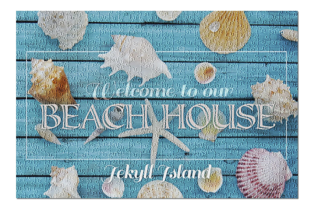 Jekyll Island, Georgia, Welcome to Our Beach House (19x27 inches, Premium 500 Piece Jigsaw Puzzle for Adults and Family, Made in USA)