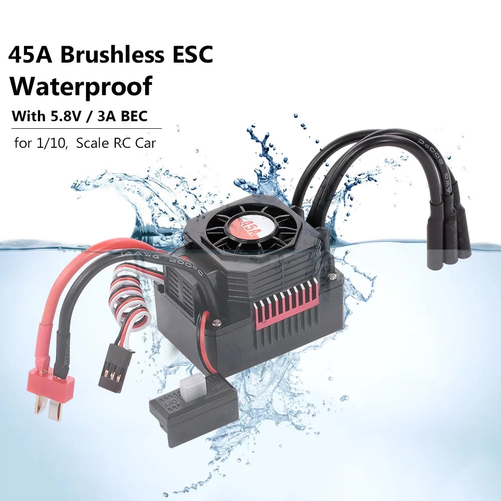 Eccomum SURPASS HOBBY F540 4370KV Brushless Motor Waterproof 45A ESC with BEC for 1/10 RC Car Truck