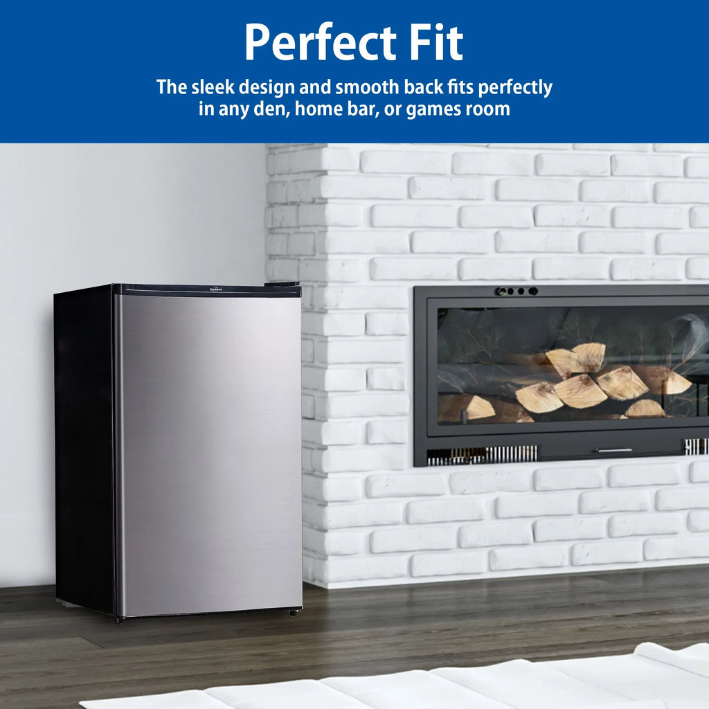 Koolatron Stainless Steel Compact Fridge with Freezer 4.4 Cu Ft (124L) Refridgerator