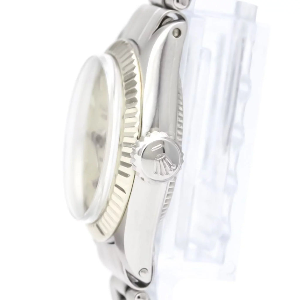 Authenticated Used Vintage ROLEX Precision White Gold Steel Hand-Winding Mens Watch 6525 BF551892