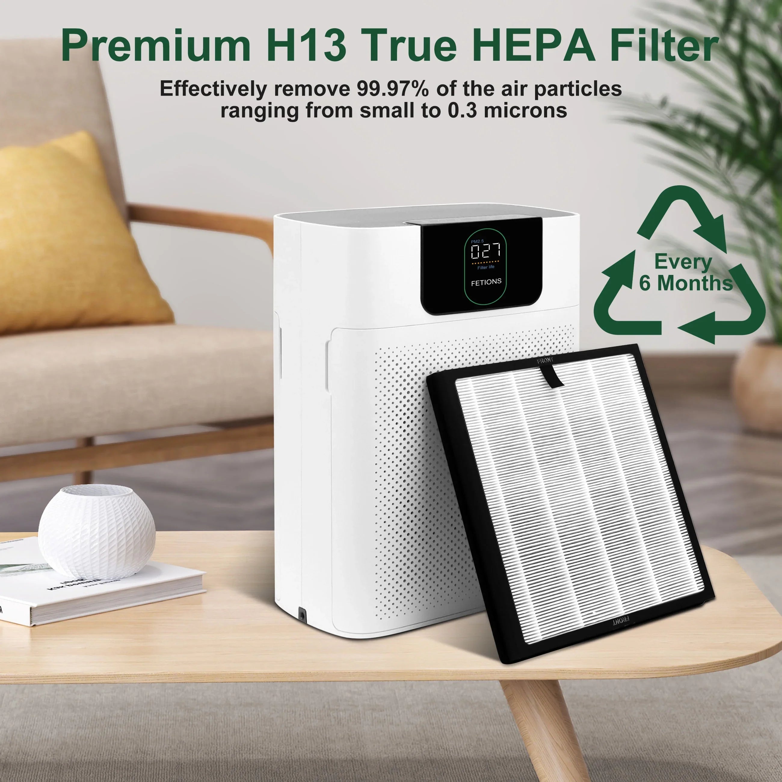 AMI PARTS HY4866 Replacement Filter of Air Purifier for H13 Ture HEPA Filter Air Purifier, 4 Packs