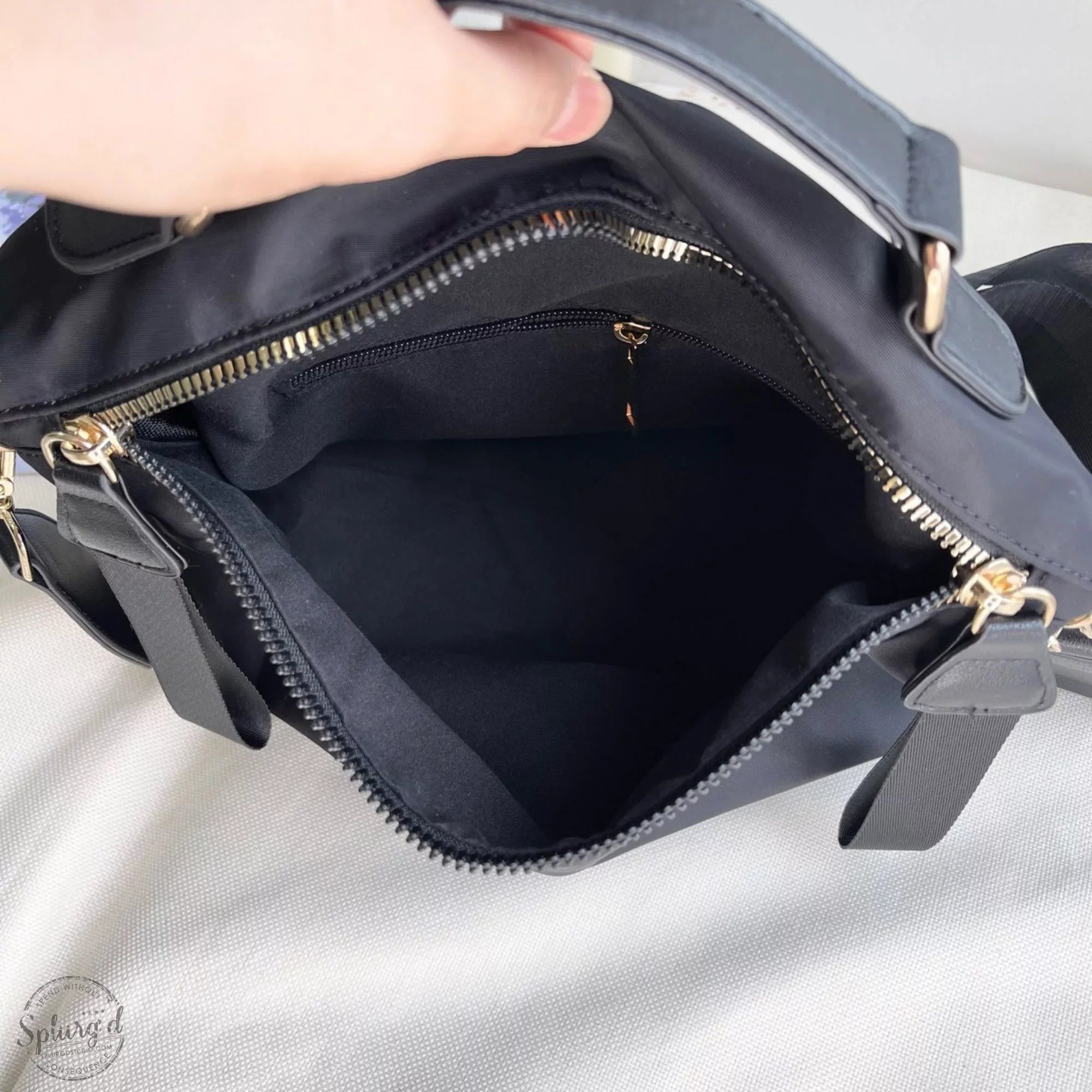 Saddle bag purse medium size with top handle & crossbody strap Black