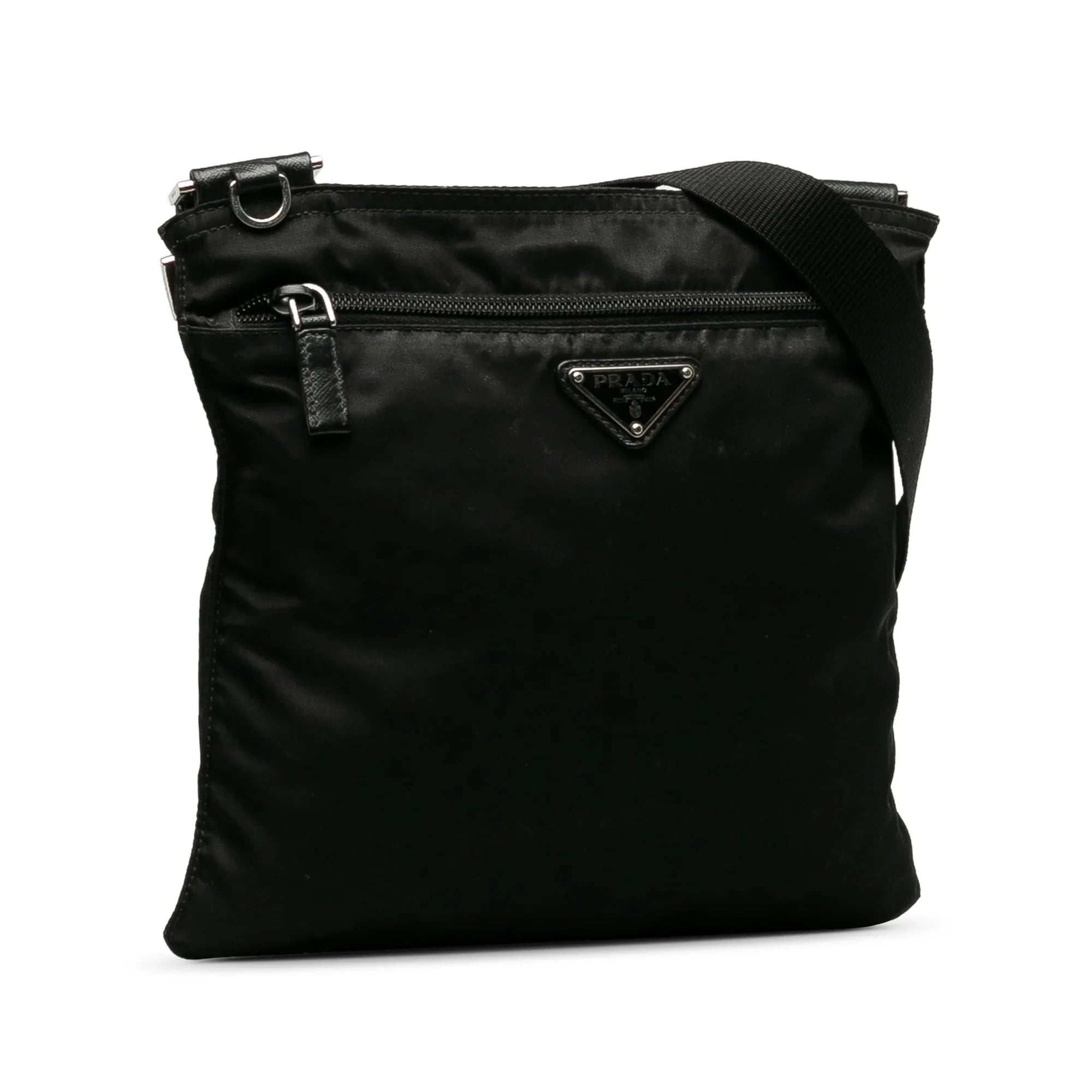 Pre-Owned Authenticated Prada Tessuto Crossbody Nylon Fabric Black Crossbody Bag Unisex (Good)