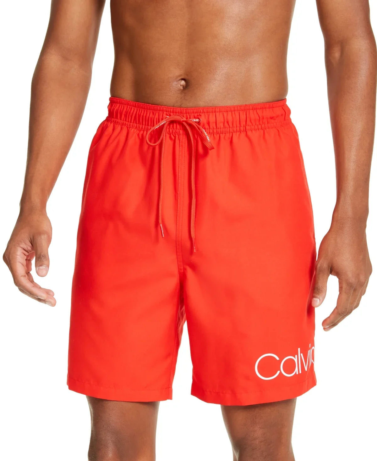 Calvin Klein Mens Logo Swim Shorts Red XL