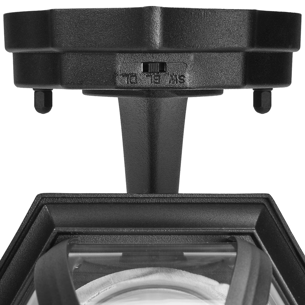 Maxxima LED Outdoor Wall Light - Black Coach Light Fixture with Clear Glass, Photocell Sensor, 830 Lumens, 3 CCT 3000K/4000K/5000K, Dusk to Dawn Lighting for Porch, Garage, and Front Door