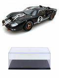 Diecast Car w/Display Case - 1966 Ford GT-40 MK II #2, Black w/ Silver Stripes - Shelby SC408 - 1/18 Scale Diecast Model Toy Car