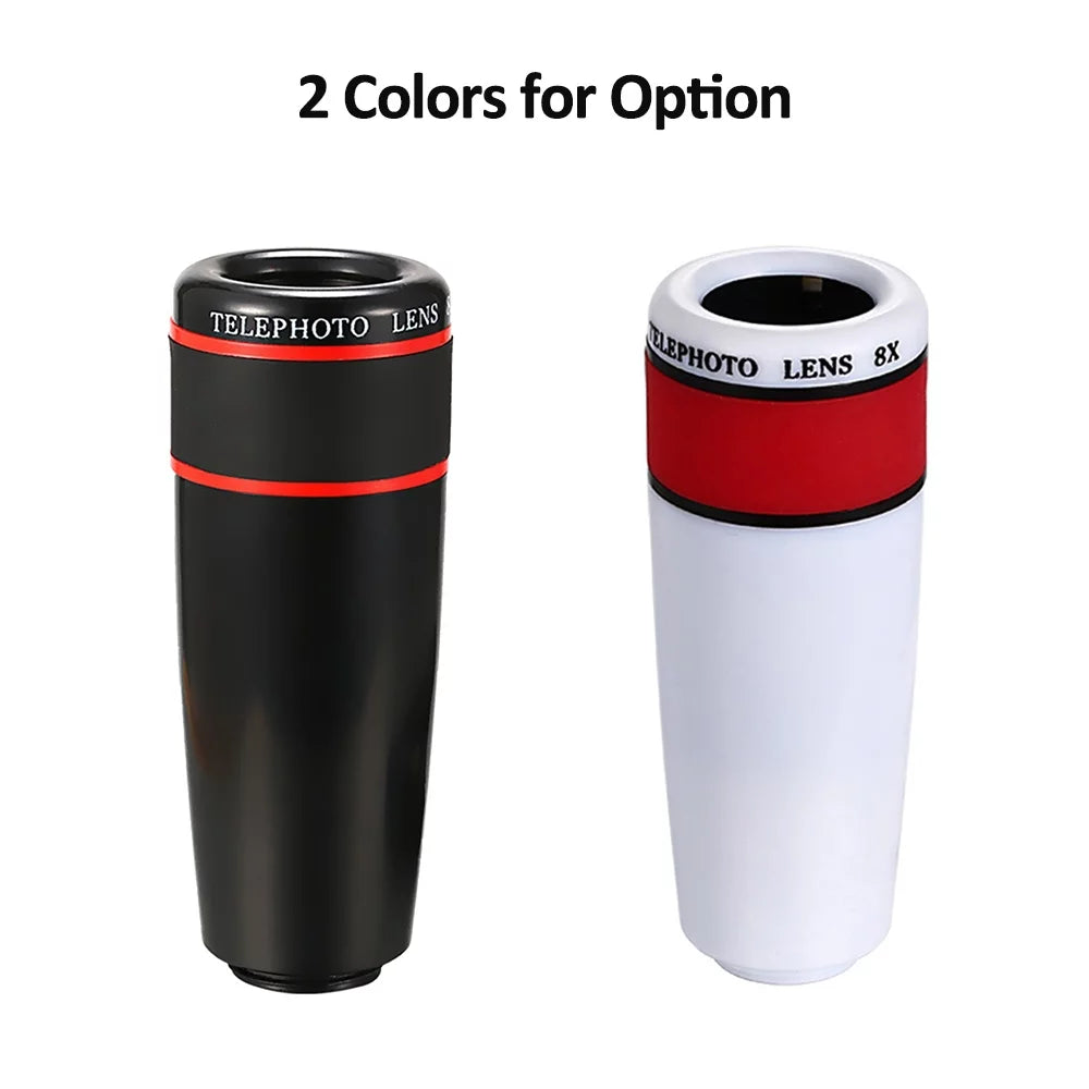 10PCS 8X Telephoto Mobile Phone Lens Universal Detachable Clip-on Lens Wide Angle + Fish Eye + Macro Lens + Selfie Stick + Tripod