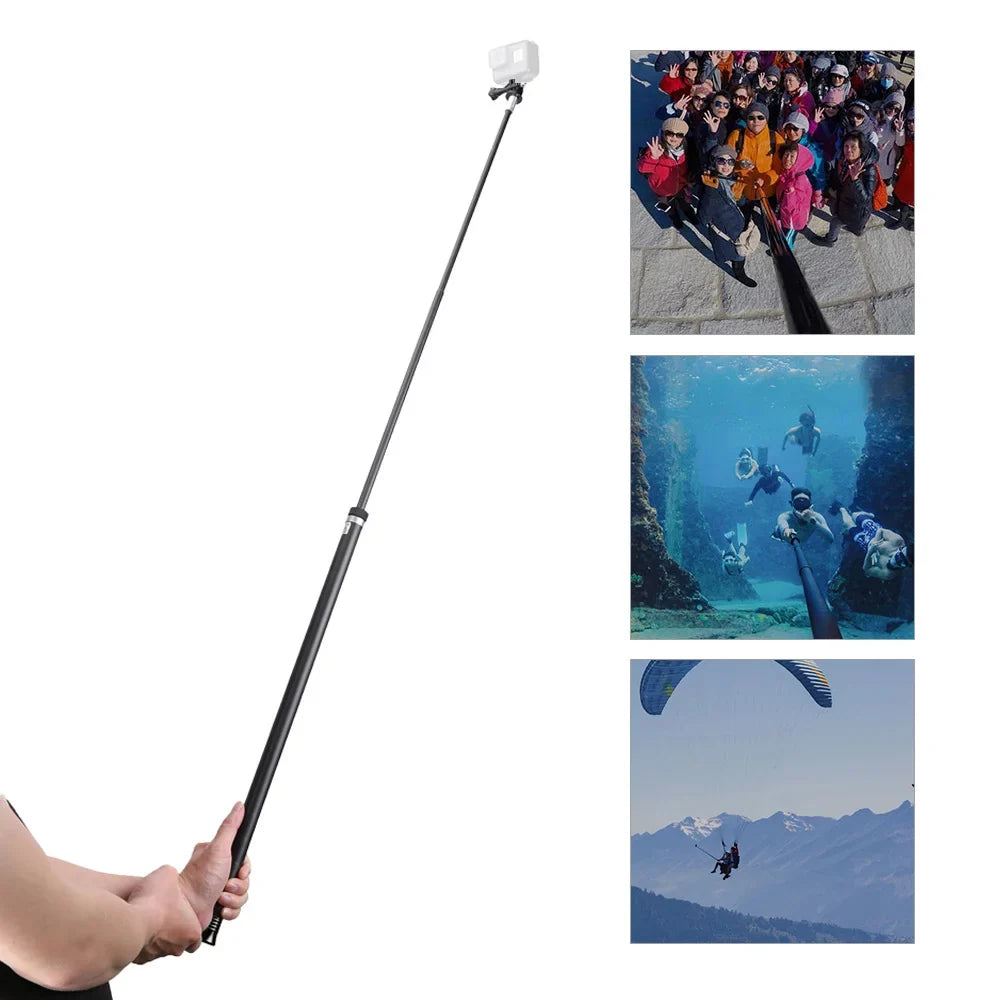 2.7M106 Inch Ultra Long Carbon Fiber Selfie Stick Lightweight Extendable Handheld Pole Monopod Replacement for GoPro Hero 11109876Hero 5 Black(2018) Replacement for One R OSMO Action