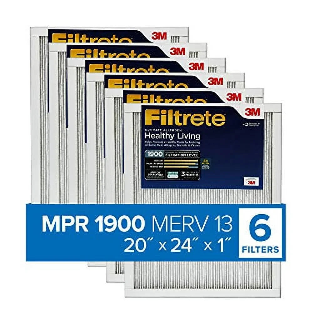 Filtrete 20x24x1, AC Furnace Air Filter, MPR 1900, Healthy Living Ultimate Allergen, 6-Pack (exact dimensions 19.81 x 23.81 x 0.78)