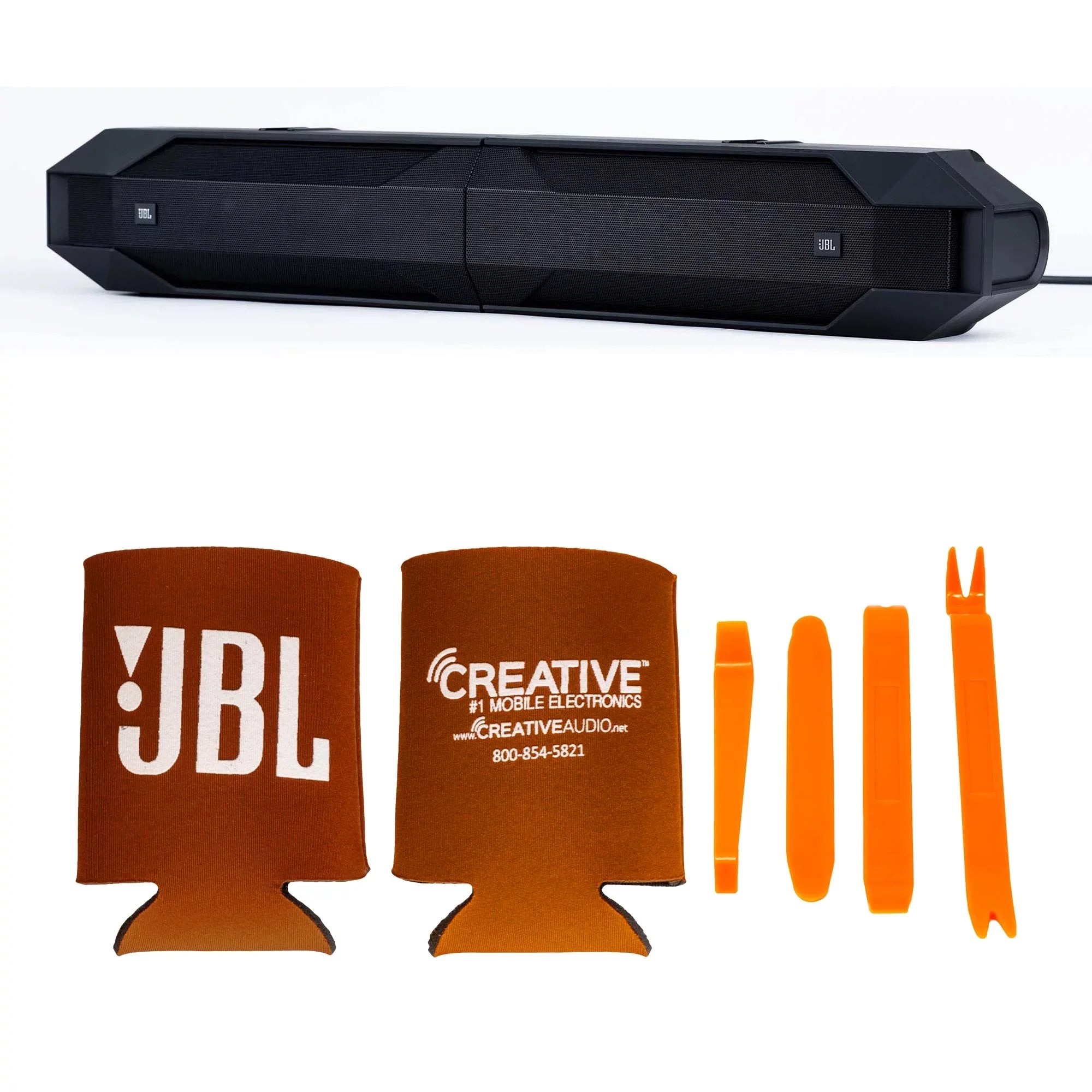 JBL JBLBB4005D - 5-Door Passive Sound Bar Suitable with Bronco with MB Quart NA2-400.2 compact Two Channel, 400 watt Powersports amplifier and Bronco Install Accessories