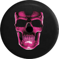 2018 2019 Wrangler JL Backup Camera 3D Cracked Grinning Skull Almost Glowing Pink Spare Tire Coating for Jeep RV 33 Inch