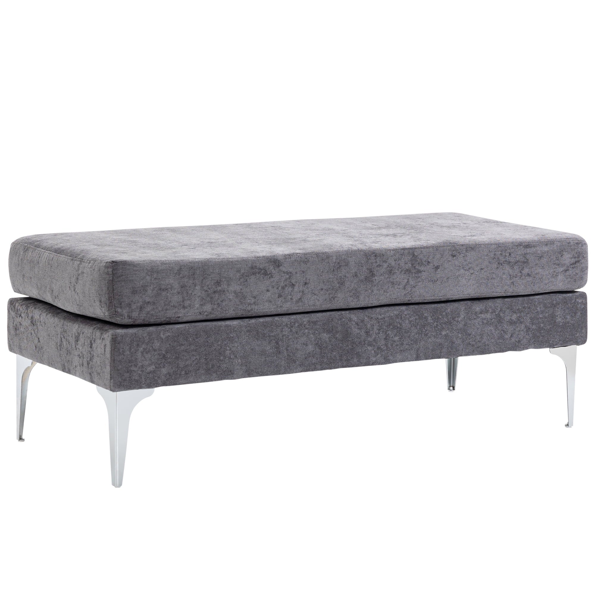 HOMCOM 48" End of Bed Bench with Steel Legs, Dark Gray