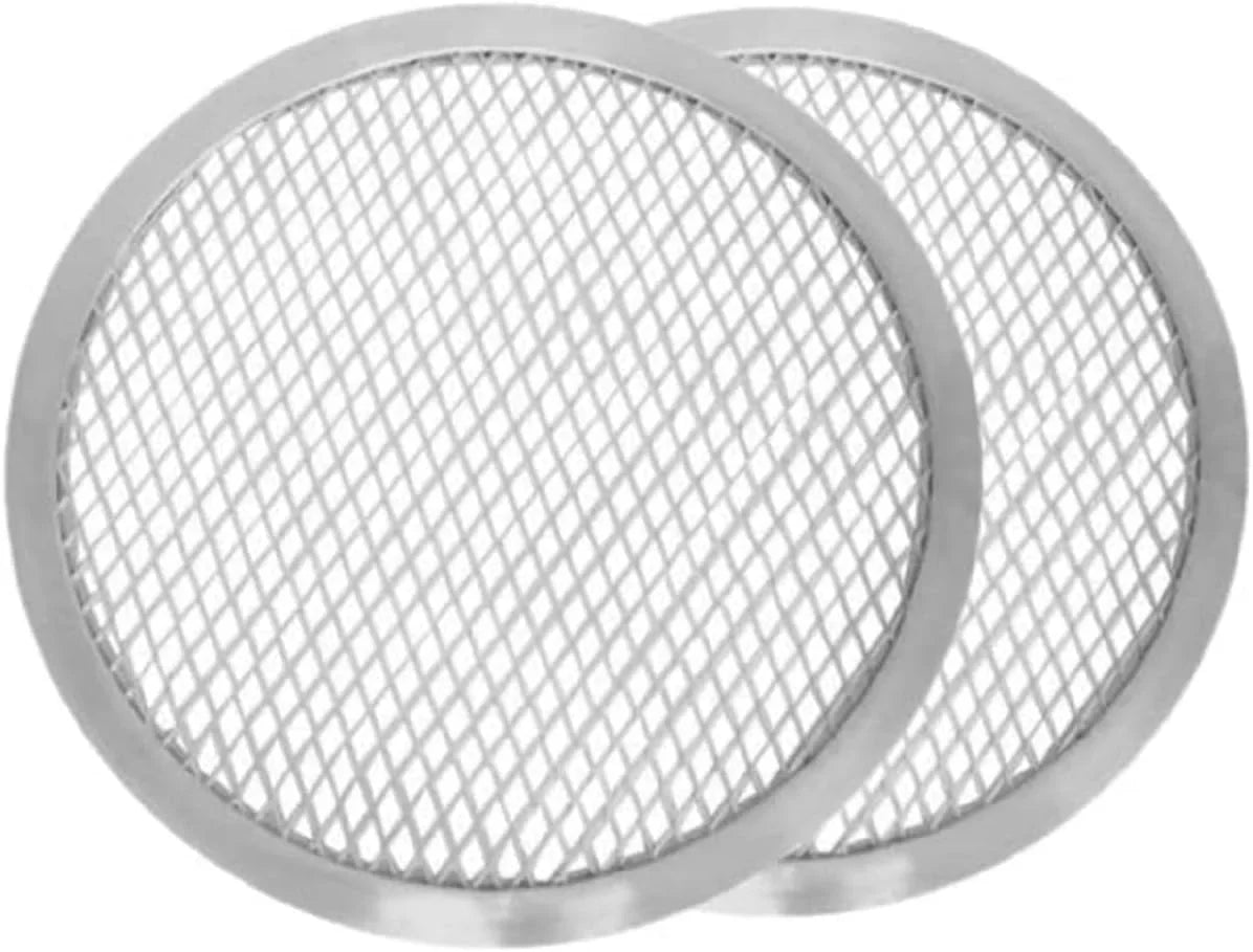 TrueCraftware- Set of 2 Aluminum 15” Pizza Baking Screen Seamless Rim- Bakeware Pizza Screen Round Pizza Pan Tray Round Baking Tray for Home Kitchen Pizzeria & Restaurants